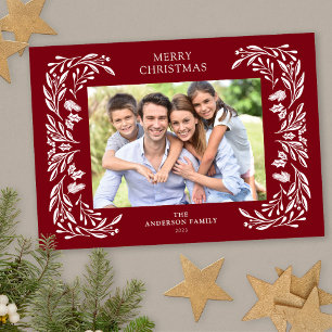 Cartes Pour Fêtes Annuelles Photo de verdure blanche de Noël en hiver