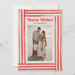 Cartes Pour Fêtes Annuelles Photo de vœux chaleureux de Noël. Rayure à l'aquar