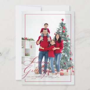 Cartes Pour Fêtes Annuelles Photo de vœux de saison avec écriture latérale Rou