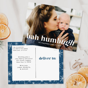 Cartes Pour Fêtes Annuelles Photo drôle de Bah Humbug Ugh Navy