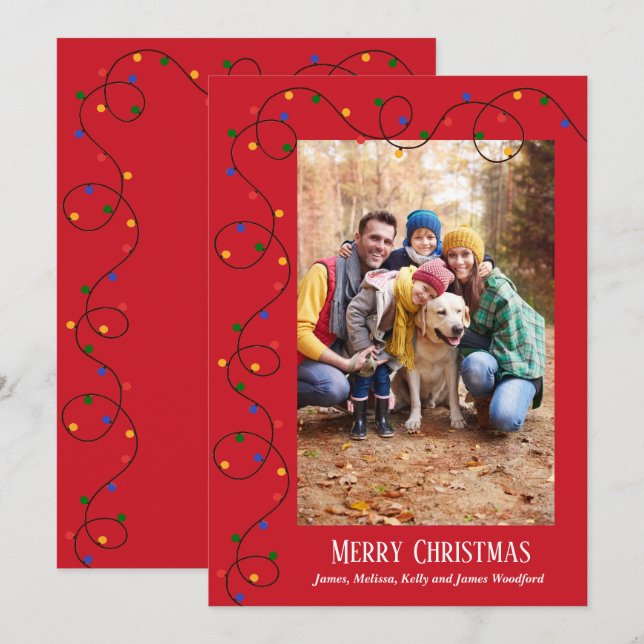 Cartes Pour Fêtes Annuelles Photo du brin de lumière de Noël (Devant / Derrière)