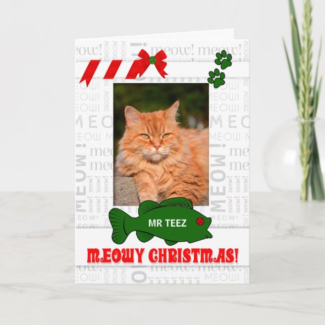 Cartes Pour Fêtes Annuelles Photo du chat Meowy Christmas Pet's Photo Vertical (Devant)