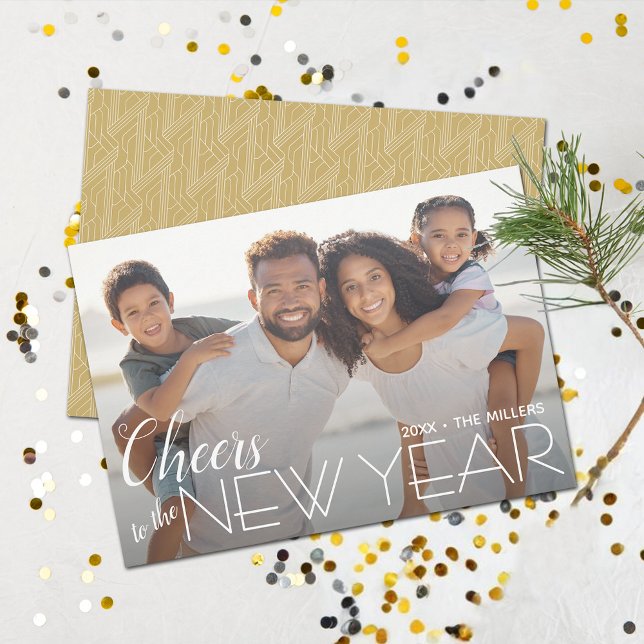 Cartes Pour Fêtes Annuelles Photo du Nouvel An (Cheers to the New Year Photo Holiday Cards - Order INSTANT DOWNLOAD and/or PRINTED or both!)