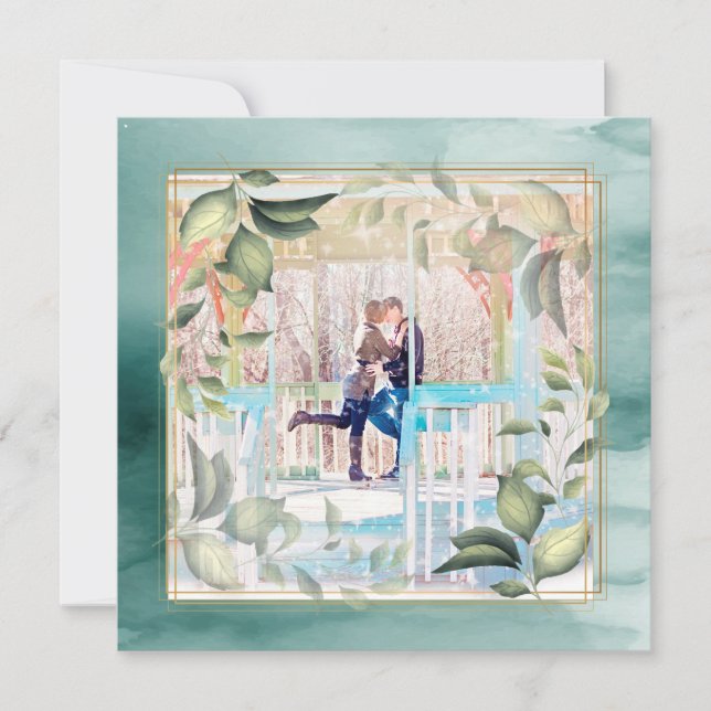 Cartes Pour Fêtes Annuelles Photo du Nouvel An Boho Botanique Aquarelle Romant (Devant)