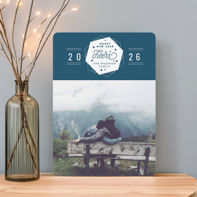 Cartes Pour Fêtes Annuelles Photo du Nouvel An Géométrique (Créateur téléchargé)