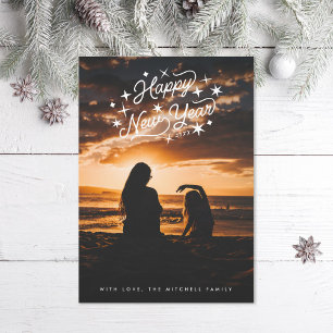 Cartes Pour Fêtes Annuelles Photo du Nouvel An Starry Happy