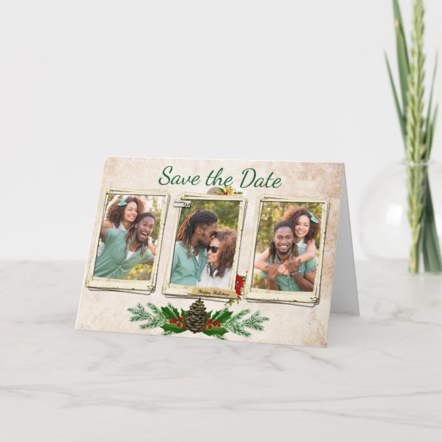 Cartes Pour Fêtes Annuelles Photo du pays Enregistrer la date Noël (Devant)