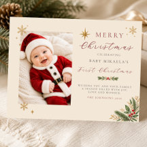 Photo du premier Noël de bébé | Champagne