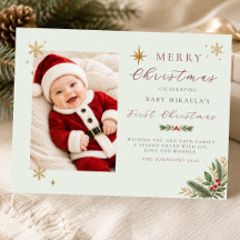 Photo du premier Noël de bébé | Sauge douce