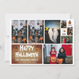 Cartes Pour Fêtes Annuelles Photo Éffrayant en bois simple Halloween heureux