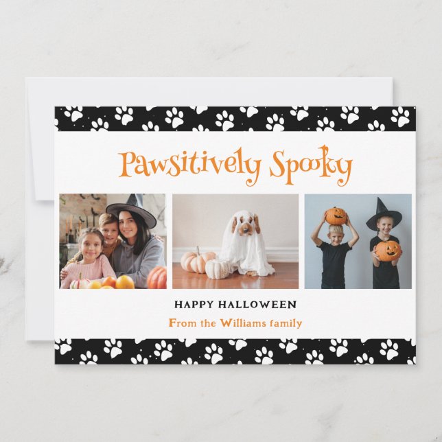Cartes Pour Fêtes Annuelles Photo Éffrayant Pawsitiellement Black Pet Hallowee (Devant)