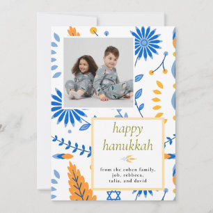 Cartes Pour Fêtes Annuelles Photo élégant bleu Bonne Hanouka Famille 1