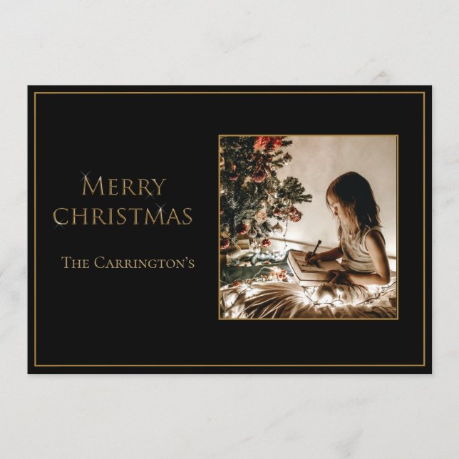 Cartes Pour Fêtes Annuelles Photo Elegant Gold Joyeux Noël (Devant)