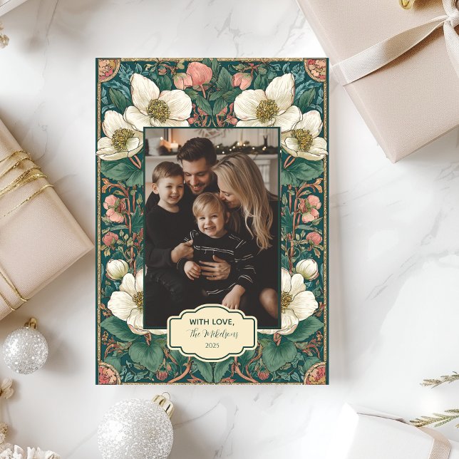 Cartes Pour Fêtes Annuelles Photo Elégant hiver floral Noël (Créateur téléchargé)