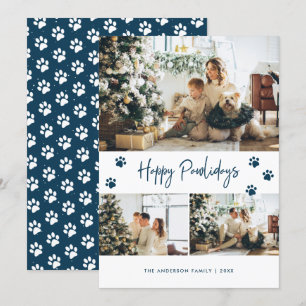 Cartes Pour Fêtes Annuelles Photo Empreinte de patte bleu Collage Joyeux Pawli