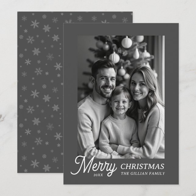 Cartes Pour Fêtes Annuelles photo en noir et blanc (Devant / Derrière)