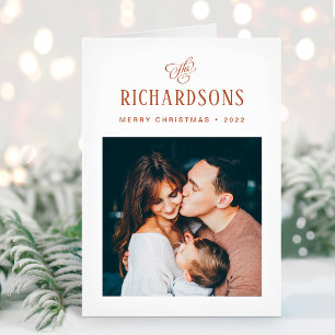 Cartes Pour Fêtes Annuelles Photo et nom de famille élégant Joyeux Noël