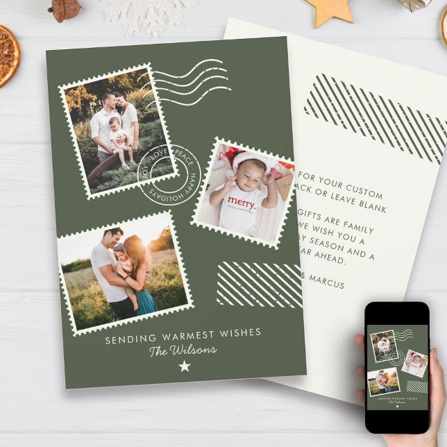 Cartes Pour Fêtes Annuelles Photo Famille Chaude Moderne Jolie Timbre (Créateur téléchargé)