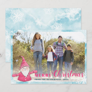 Cartes Pour Fêtes Annuelles Photo famille Turquoise bleu rose mignon Gnome Noë