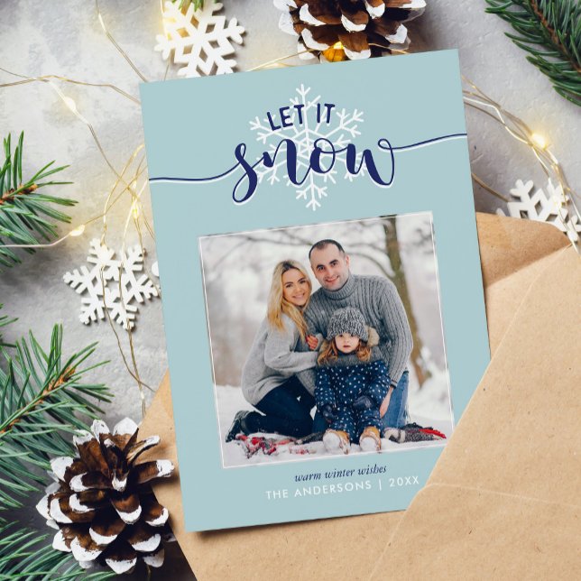 Cartes Pour Fêtes Annuelles Photo Festive personnalisée "Let It Snow" (Créateur téléchargé)