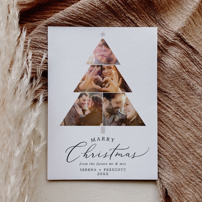 Cartes Pour Fêtes Annuelles Photo Fiançailles d'arbre de Noël de mariée délica (Créateur téléchargé)