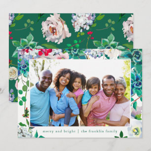 Cartes Pour Fêtes Annuelles Photo florale de Noël : Joyeux et lumineux