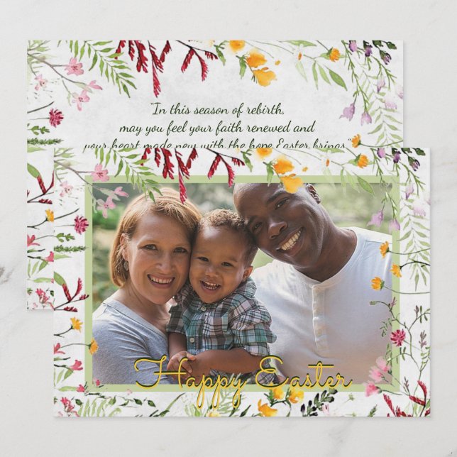 Cartes Pour Fêtes Annuelles Photo florale du Jardin personnalisé Pâques (Devant / Derrière)