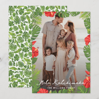 Cartes Pour Fêtes Annuelles Photo florale hawaïenne tropicale Mele Kalikimaka
