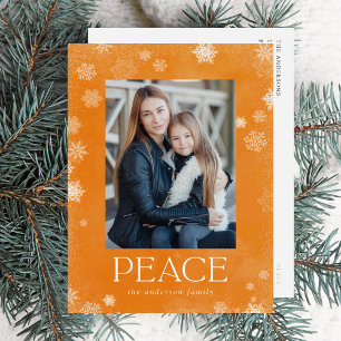 Cartes Pour Fêtes Annuelles Photo Frosted Peace Orange Watercolor