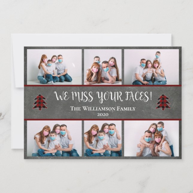 Cartes Pour Fêtes Annuelles Photo Funky Miss Tes Visages Masques Visage Noël (Devant)