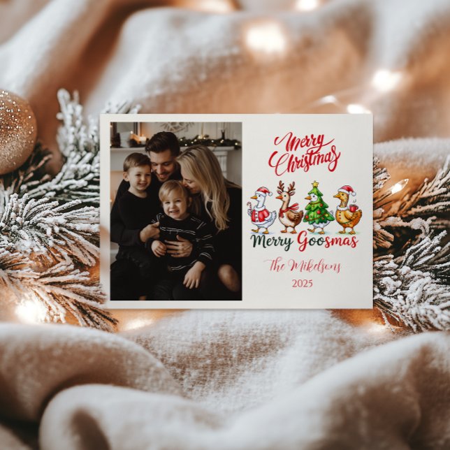 Cartes Pour Fêtes Annuelles Photo Funny Merry Goosmas Christmas (Créateur téléchargé)