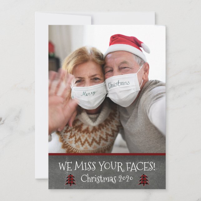 Cartes Pour Fêtes Annuelles Photo Funny Miss Your Faces Covid Noël (Devant)