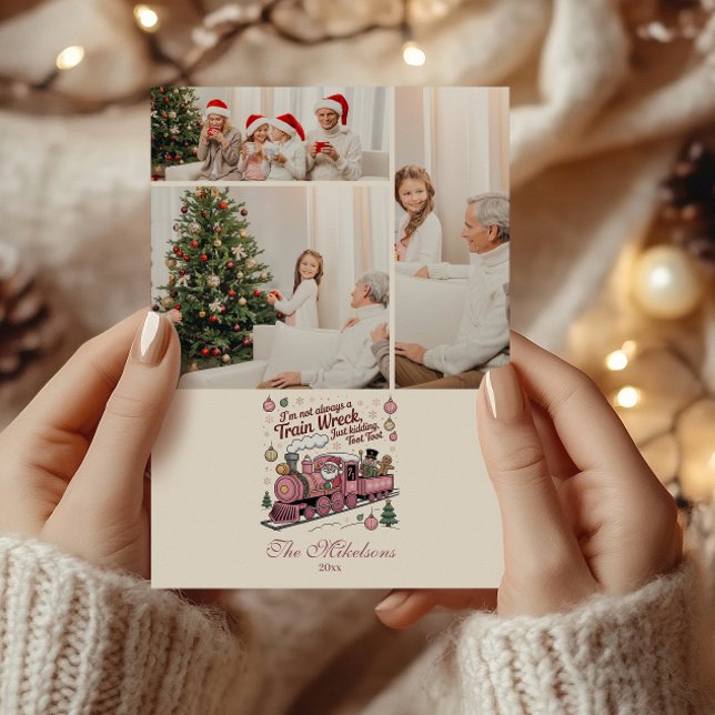 Cartes Pour Fêtes Annuelles Photo Funny Santa Train Wreck Christmas (Créateur téléchargé)