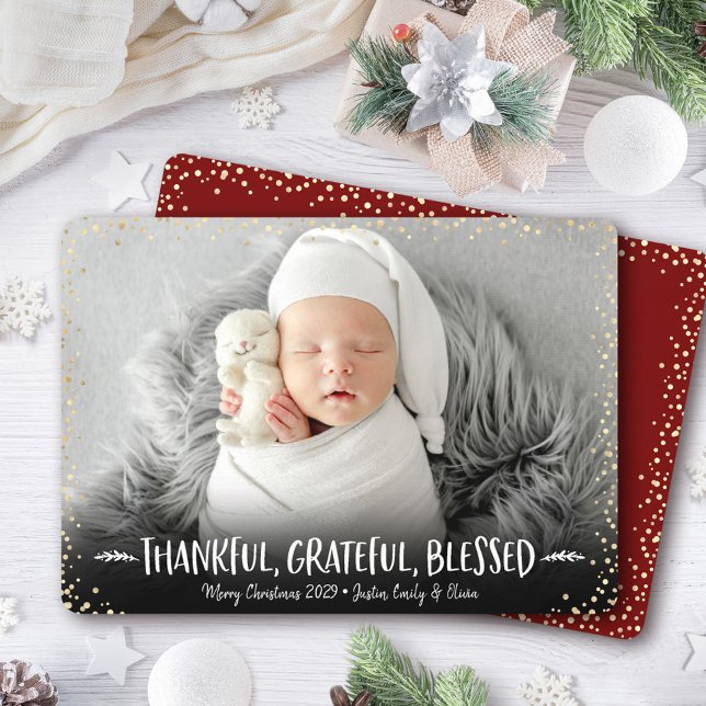 Cartes Pour Fêtes Annuelles Photo Grâcieuse Bienheureuse Noël Moderne (Créateur téléchargé)
