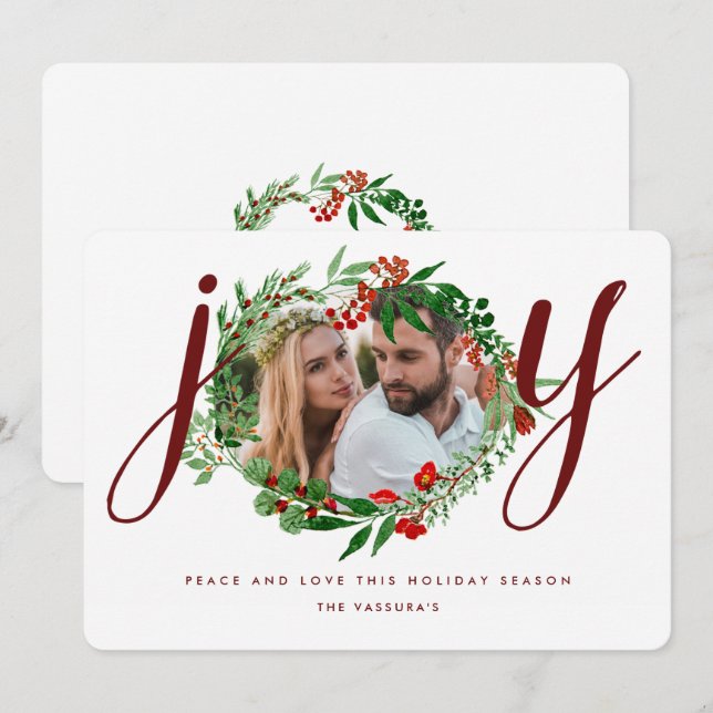 Cartes Pour Fêtes Annuelles Photo Greenery Joy (Devant / Derrière)
