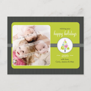 Cartes Pour Fêtes Annuelles PHOTO GREETING POSTCARD : modern spotty tree L3