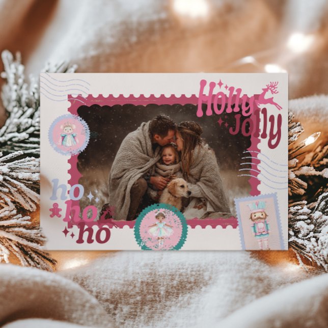 Cartes Pour Fêtes Annuelles Photo Groovy Nutcracker Retro Pastel Christmas (Créateur téléchargé)