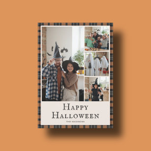 Cartes Pour Fêtes Annuelles Photo Halloween Carreaux Tartan Orange Noir