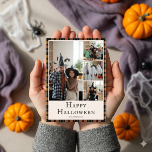 Cartes Pour Fêtes Annuelles Photo Halloween Plaid Tartan Orange Noir