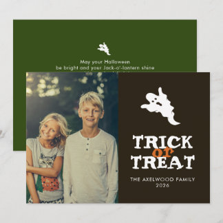 Cartes Pour Fêtes Annuelles Photo Halloween Trick or Treat Fantôme Minimaliste