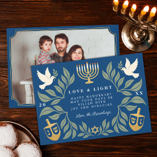 Cartes Pour Fêtes Annuelles Photo Hanouka juive colombe bleue