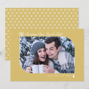 Cartes Pour Fêtes Annuelles Photo Hanoukka moderne Gold Love & Light