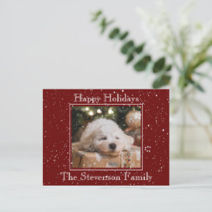 Cartes Pour Fêtes Annuelles Photo Happy Holidays Neige Overlay Budget Rouge