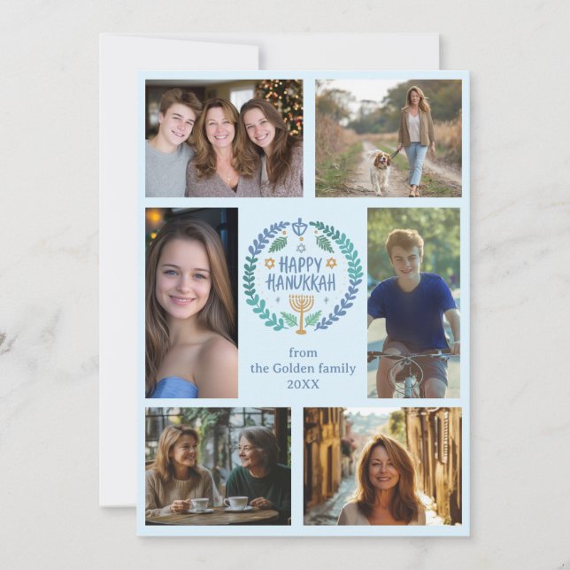 Cartes Pour Fêtes Annuelles PHOTO HEUREUSE HANOUKKA CUSTOM 6 Dessinée À LA MAI (Devant)