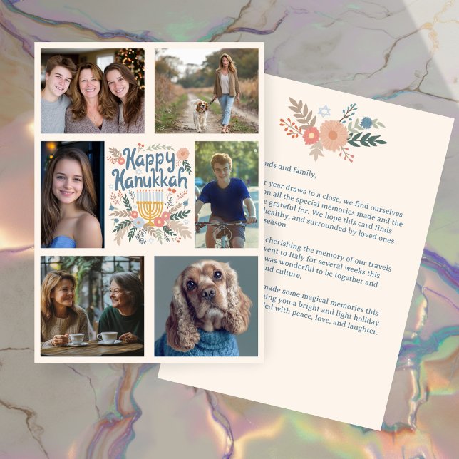 Cartes Pour Fêtes Annuelles PHOTO HEUREUSE HANOUKKA CUSTOM 6 Dessinée À LA MAI (HAPPY HANUKKAH Hand-Drawn CUSTOM 6 PHOTO Holiday Card
)