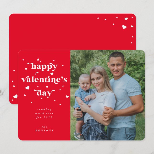 Cartes Pour Fêtes Annuelles Photo Heureuse Sainte-Valentin couleur personnalis (Devant / Derrière)