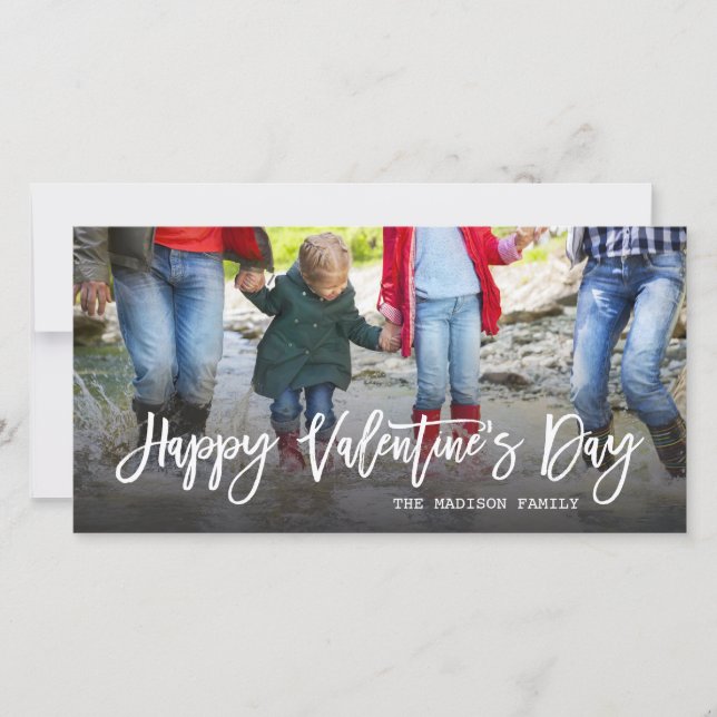 Cartes Pour Fêtes Annuelles Photo Heureuse Sainte-Valentin de script tendance (Devant)