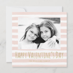 Cartes Pour Fêtes Annuelles Photo Heureuse Sainte-Valentin rose et or