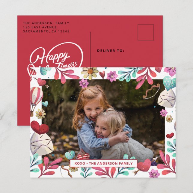 Cartes Pour Fêtes Annuelles Photo Heureuse Sainte-Valentin XOXO (Devant / Derrière)