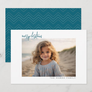 Cartes Pour Fêtes Annuelles Photo horizontal chevron bleu bordure blanche mini
